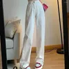 Women's Jeans White Casual High Waist Straight Spring Loose Vintage Wide Leg Autumn Korean Black Blue Trousers Y2k