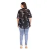 european And American Women's Loose Short-Sleeved T-Shirt Plus Size Women's Clothing Chubby Printed Chiff Shirt Big Size Top p63p#