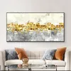 Goudblad Abstract olieverfschilderijen op canvas handgeschilderde kunstbloemen boom schilderen groot frameloze canvas schilderen muur decor voor woonkamer slaapkamer decor