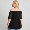 plus la taille sexy sl cou élégant haut d'été femmes dentelle patchwork demi manches blouse décontractée t-shirt t-shirt grande taille vêtements 8xl r3Rk #