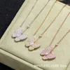 Brand de créateur Van Butterfly Collier en diamant complet pour femmes 18K Gold rose plaquée avec pendentif à chaîne de col Badifonnance avec logo