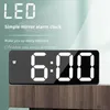 Relógios de mesa criativo espelho digital led relógio de cabeceira com temperatura snooze controle de voz usb bateria alimentado alarme casa