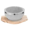 Skålar sten skål bibimbap potten ramen nudlar med bas för soppskakande rätter koreanska