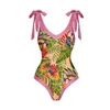 Traje de baño para mujer Conjunto de bikini de estilo dividido con estampado de mariposa y cuello en V sexy informal para mujer con almohadilla para el pecho y sin soporte de acero J240330