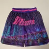 Mens''Miami''heat'Authentic Shortsバスケットボールレトロメッシュ刺繍されたカジュアルアスレチックジムチームショーツ17