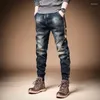 Pantalon de jeans pour hommes épissé moto homme pantalon de cowboy surdimensionné recadré Y2k Vintage Kpop tendance 2024 style coréen Harajuku Y 2k