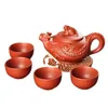 5pcs Kung Fu Tea Set 1 Teapot 4 Cups Set 100ml Chinese Xi Shi Porcelain Tea Sets Ceramic Yixing Purple Clay Kettle 240315