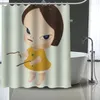 Duschvorhänge Custom wasserdichte Yoshitomo Nara Vorhang Badezimmer Polyester für mit Haken