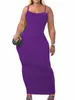 Lw Plus Size Rib Gebreide Bodyc Cami Dr Sexy Spaghetti Band Paars Lg Dr Sleevel Skinny Maxi Vestidos H5hY #