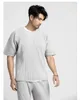Miyake Pleated T Shirt For Men Summer Clothes Short Sleeve Plain T-Shirt Fashion Black Shirts Round Collar Sports Top 240320