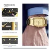 Horloges WWOOR 2024 Nieuwe vierkante horloge heren met automatische weekdatum Luxe roestvrij staal Gouden heren quartz horloges Relogio Masculino 24329