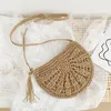 2022 Half Round Straw Bags For Women Summer Beach Rattan Bag Handmade Woven Half Mo Crossbody Handbags Bohemia Hot Sale G3n6#