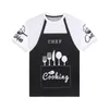 Mens Creative Color Block Printed Chef T-Shirt Restaurant Kitchen Cooks Costume Round Neck Short Sleeve Tee Top C7My#