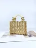 Sac Phe mobile avancé avec perles rondes dorées, sac pour femme fait à la main en acrylique, sac de dîner décontracté fiable V3NV #