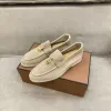 Designer Suede Loro Casual Chores Sneakers de loisirs Brand Flats Trainers Fomen Femmes Round Toe Mandis Mental Decor Chic Slip on Het Sole Taille 35 - 45 Q8U1 #