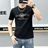 T-shirt a maniche corte slim fit con collo rotondo traspirante stampato a diamante caldo da lettera da uomo estivo 2024