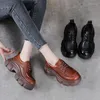 Dress Shoes Koznoy 5.5cm Cow Genuine Leather Women Pils Mules Boots Retro Spring Autumn Platform Wedge Flats Luxury Mary Jane