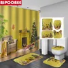 Tende da doccia Modern Yellow Soggiorno Stampa Tenda da bagno Piedistallo Tappeto antiscivolo Tappetino da bagno Tappetino Copriwater