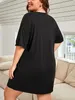 Boa noite impressa feminina alta elástica camisola casa meia saia plus size feminino dr confortável/respirável g1gw #