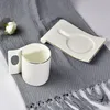 Cups Saucers Straight Ceramic Coffee Cup Simple And Creative Bone Porcelain Gold Edge Plate Gift Set