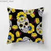 Pillow Colorful Skull Flower case Decorative Printing Square Car Sofa Fashion Cushion Cover 45*45cm Home Decoration Y240406
