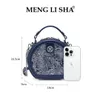 2024 Women's New Embroidered Hand Blue High end One Shoulder Crossbody Small Square Fiable and Versatile bag R8Sq#