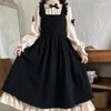 Arbeitskleider Herbst Winter Kleid Sets Frauen Rundhals Langarm Bogen Patchwork Plissee Prinzessin und einfarbiges Leibchen