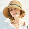 FS Bonnet de paille français pour femmes, chapeaux de soleil victoriens, sangle de menton pliable, accessoires d'été, chapeau seau Fedoras pour la plage 240325