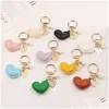 مفاتيح مفاتيح Lanyards Fashion Heart Leaer-keychain Metal Gold-Color Tag Pearl Key Ring Bag Excalsories for Women Holder Jowldr Dhjbo