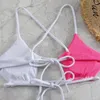 Kadın Mayo Plajı Bikini Kıyafet Kontrast Renk Seksi Dantel-Up Seti Kadınlar için Yaz Plajı Plaj Giyim