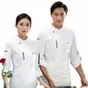 Salopette Lg manches hommes hôtel restauration restaurant cantine cuisine automne et hiver chef uniforme imprimé logo J4HR #