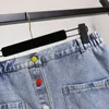 150kg Plus Size Women's Spring Summer Pockets Butt A-Line Denim Skirt Black Blue Hip 154cm 5XL 6XL 7XL 8XL 9XL v61A#