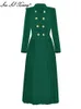 Seasixiang modedesigner Spring Trench Coat Women Stand Collar S Long Sleeve Double Breasted Vintage Ytterkläder 240318
