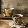 Muggar japanska vintage underglasyr färgad kaffekopp 375 ml frukost mugg dricksblomma växt ren handmålad sto