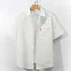 Camicie casual da uomo Manica corta da uomo Moda giovanile Tinta unita T-shirt semplici Estate Taglie forti Top Abbigliamento da lavoro quotidiano Camicia con fibbia