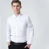 Chemises habillées pour hommes Coton Hommes Classique Chemise à manches longues Poche régulière Fit Formel Business Work Office Bouton Casual Blanc Social