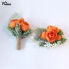 Meldel Rose Knospen Handgelenk Corsage Hand Fr Man Boutniere künstliche Tee Rose Seiden Handgelenk BRIDEMAD Hochzeit Prom Brosche G3TZ#