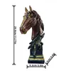 Statuette decorative Testa di cavallo Statua Mestiere in resina Scultura intagliata a mano da collezione Ornamento per armadio Scaffale Camera da letto Scrivania Regalo di compleanno