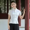 Dames Femmes Chinois Traditionnel Top Col Mandarin Qipao Chemise Restaurer Ancienne Taille Chegsam Blouse Élégante Chemises De Fête W8A2 #