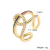Cluster Anéis Mafisar Chegada Cor de Ouro Colorido Zircão Geométrico Aberto para Mulheres Oco Out Design Moda Jóias Presentes de Feriado