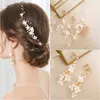 Clips para el cabello Barrettes Pequeña flor de porcelana Peine nupcial Pieza Color oro Perlas Mujeres Tocado Accesorios hechos a mano Entrega de gota Judío Otewd