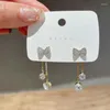 Boucles d'oreilles pendantes pour femmes, bijoux de mode coréenne, avec nœud Oorbellen, pompon, déclaration douce et mignonne, vente en gros