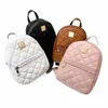 women's Cute Small Backpack Rhombic Pattern Backpack With Adjustable Strap Zipper Casual Shoulder Black Mobile Bag V05W#