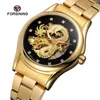 Montres-bracelets Forsining automatique mécanique hommes montre-bracelet militaire Sport mâle horloge Top Dragon squelette acier montre cadeau 8151