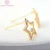 Pendientes de tuerca (2679), 6 uds. De latón de Color dorado de 10, 9,5 MM y 24K con pasadores de circón, accesorios de joyería Diy de alta calidad