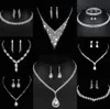 Valuable Lab Diamond Jewelry set Sterling Silver Wedding Necklace Earrings For Women Bridal Engagement Jewelry Gift f8JB#