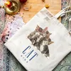 1pcs Kawaii Cat Kids Graphic Tote Bag Carrier Bag Canvas Shoulder Bag Cute Shopper Perfect For Cat Lover Gift M7H2#