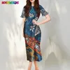 Casual Dresses Noisydesigns Vintage Women Elegant Polynesian Tribal Samoan Floral Brand Design Ruffle Sleeves Sexy Party Night Clothes