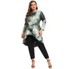 Plus Size Lg Sleeve Elegante Tie Dye Tunika Tops Lg Lose Frühling Herbst Hallo Low Swing Bluse Plus Größe Kleidung Frauen 6XL 7XL 41wF #