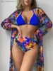 Kantonowe stroje kąpielowe kantar Trójkąt Trójkąt bikini 2024 Kobiety kostium kąpielowy z Kimono High talia stroju kąpielowego Kąki Batingswimming Swimming Suitwear Beach T240330